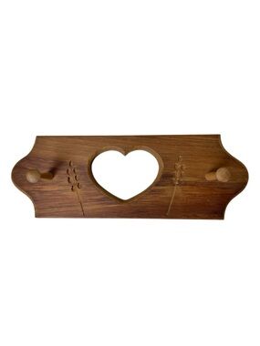 Wood Coat Rack Vintage Heart Cutout
